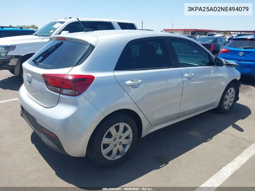 2022 Kia Rio 5-Door S VIN: 3KPA25AD2NE494079 Lot: 42604297