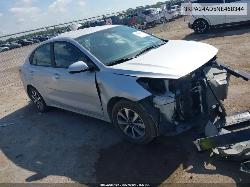 2022 Kia Rio S VIN: 3KPA24AD5NE468344 Lot: 42608123