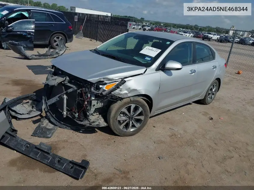 2022 Kia Rio S VIN: 3KPA24AD5NE468344 Lot: 42608123
