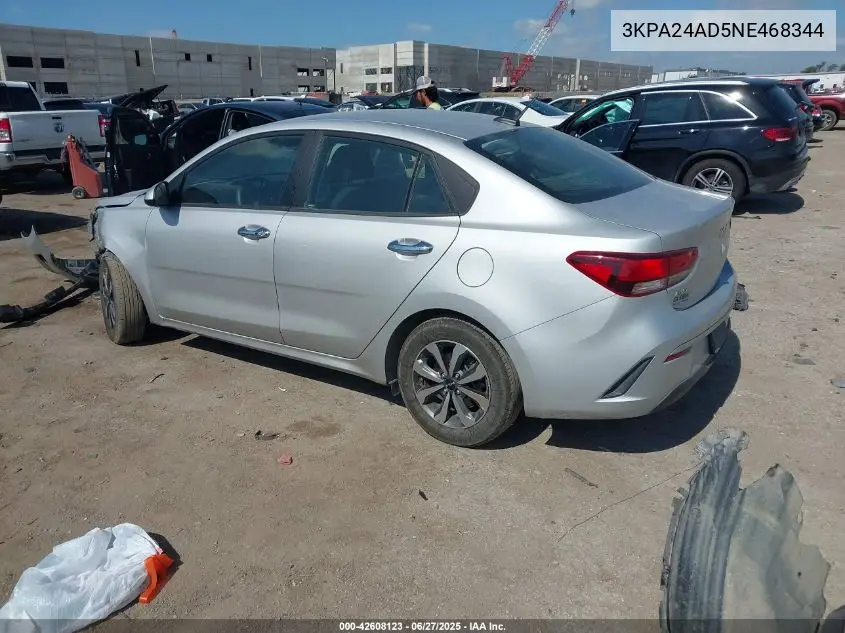 2022 Kia Rio S VIN: 3KPA24AD5NE468344 Lot: 42608123
