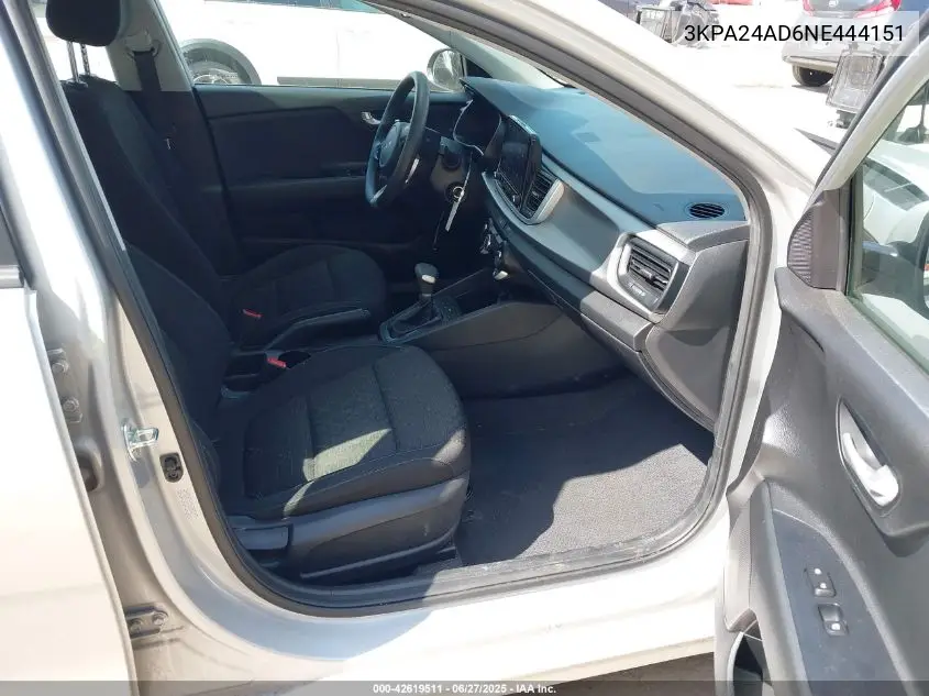 2022 Kia Rio Lx VIN: 3KPA24AD6NE444151 Lot: 42619511