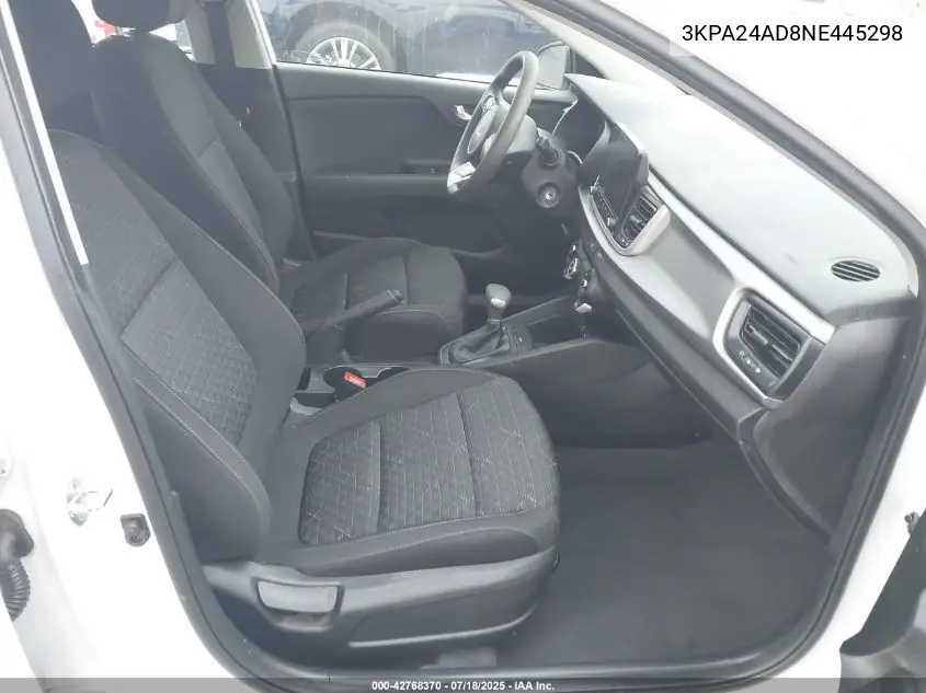 2022 Kia Rio Lx VIN: 3KPA24AD8NE445298 Lot: 42768370