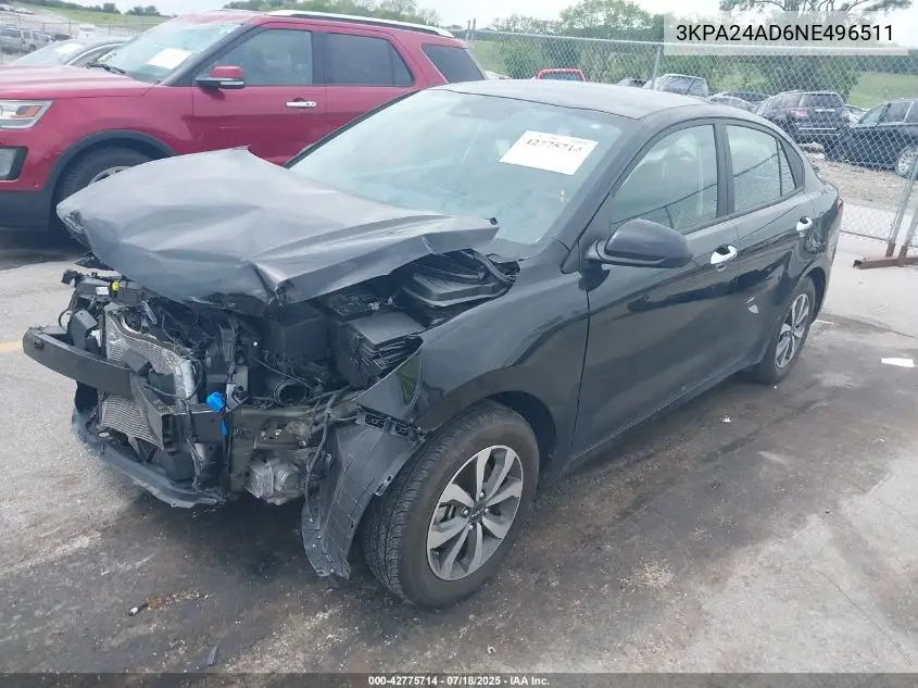 2022 Kia Rio S VIN: 3KPA24AD6NE496511 Lot: 42775714