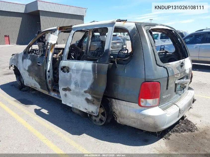 2002 Kia Sedona Ex/Lx VIN: KNDUP131026108111 Lot: 42565638