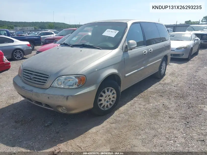 2002 Kia Sedona Ex/Lx VIN: KNDUP131X26293235 Lot: 42570178