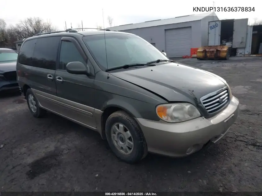 2003 Kia Sedona Ex/Lx VIN: KNDUP131636378834 Lot: 42016556