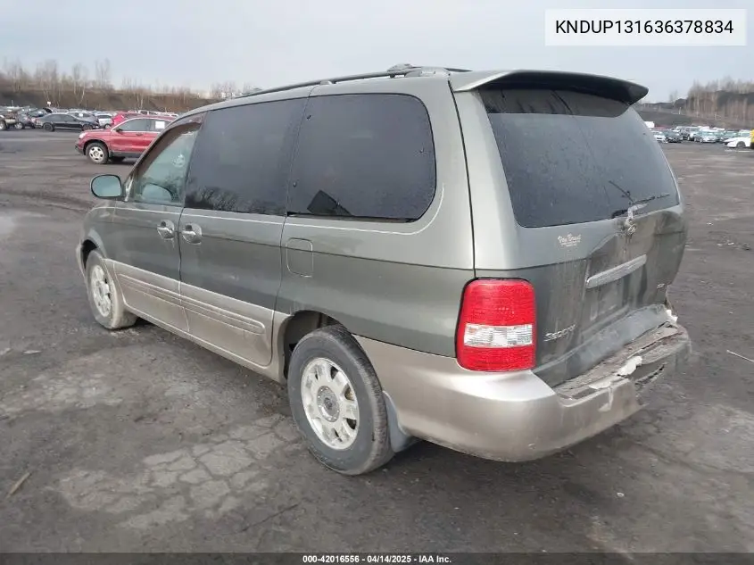 2003 Kia Sedona Ex/Lx VIN: KNDUP131636378834 Lot: 42016556