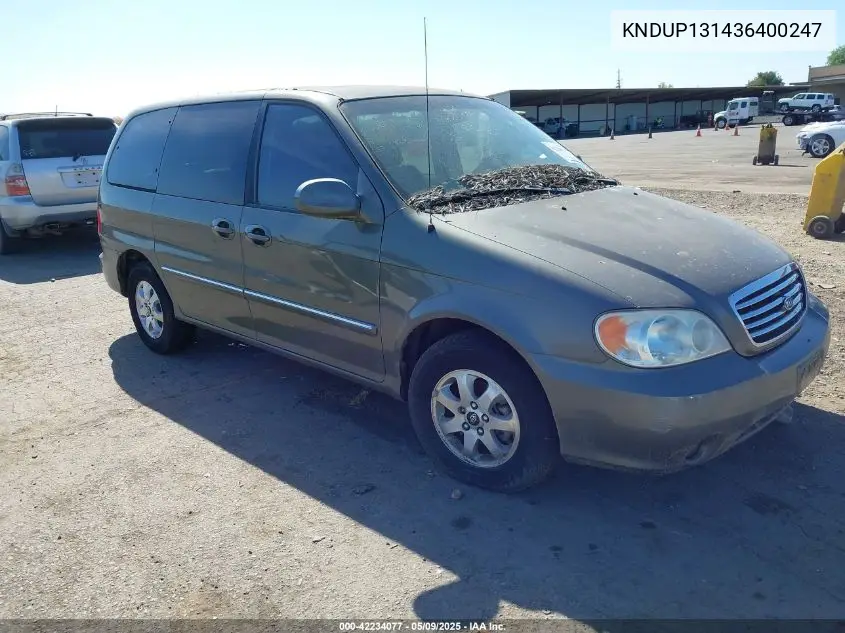 2003 Kia Sedona Ex/Lx VIN: KNDUP131436400247 Lot: 42234077