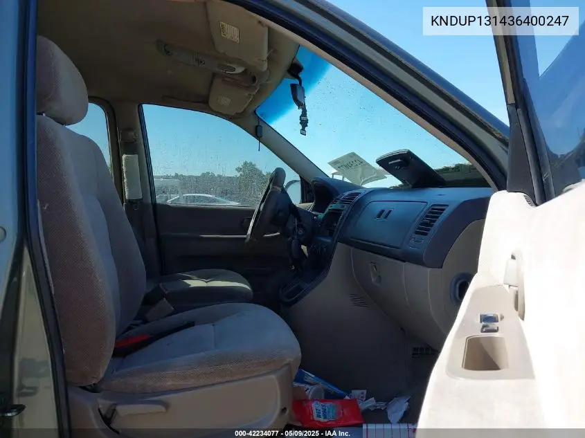 2003 Kia Sedona Ex/Lx VIN: KNDUP131436400247 Lot: 42234077