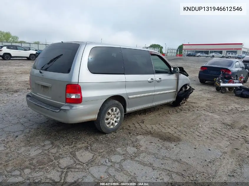 2004 Kia Sedona Ex/Lx VIN: KNDUP131946612546 Lot: 42103905