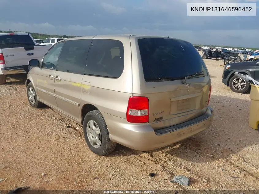 2004 Kia Sedona Ex/Lx VIN: KNDUP131646596452 Lot: 42490057