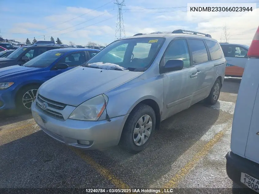 2006 Kia Sedona Ex/Lx VIN: KNDMB233066023944 Lot: 12240784