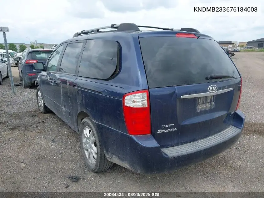 2007 Kia Sedona Ex/Lx VIN: KNDMB233676184008 Lot: 30064334