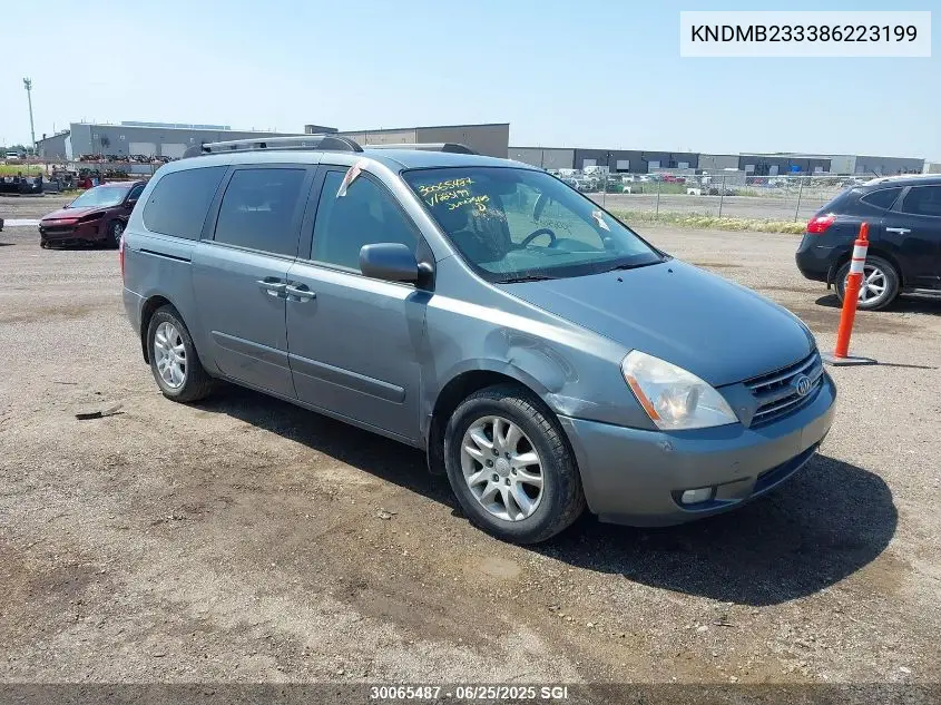 2008 Kia Sedona Ex/Lx VIN: KNDMB233386223199 Lot: 30065487