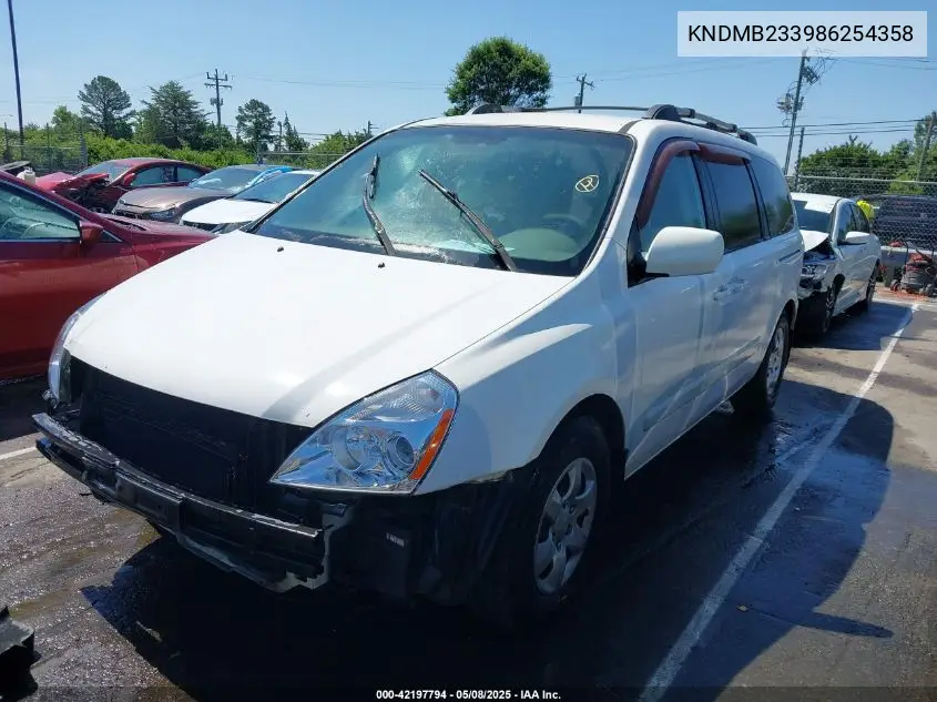 2008 Kia Sedona Lx VIN: KNDMB233986254358 Lot: 42197794
