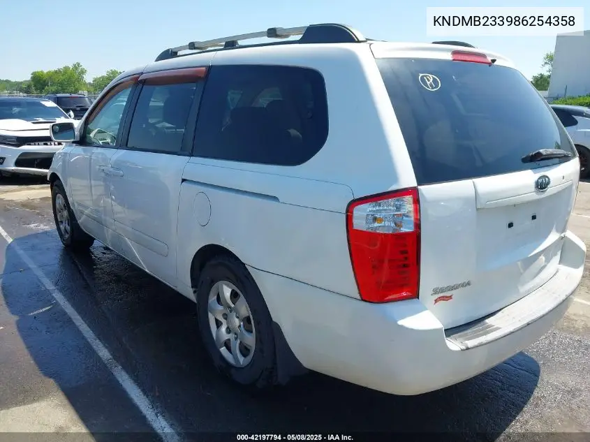 2008 Kia Sedona Lx VIN: KNDMB233986254358 Lot: 42197794
