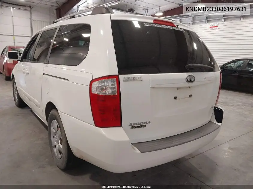 2008 Kia Sedona Lx VIN: KNDMB233086197631 Lot: 42199325