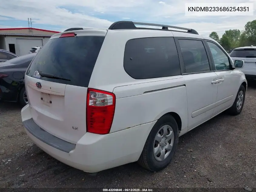 2008 Kia Sedona Ex/Lx VIN: KNDMB233686254351 Lot: 42208846