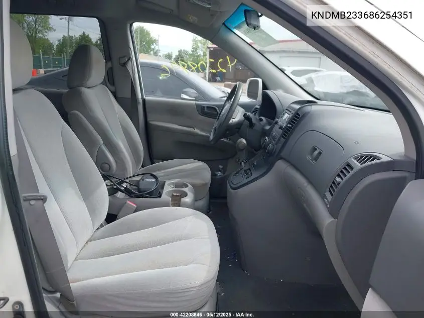 2008 Kia Sedona Ex/Lx VIN: KNDMB233686254351 Lot: 42208846