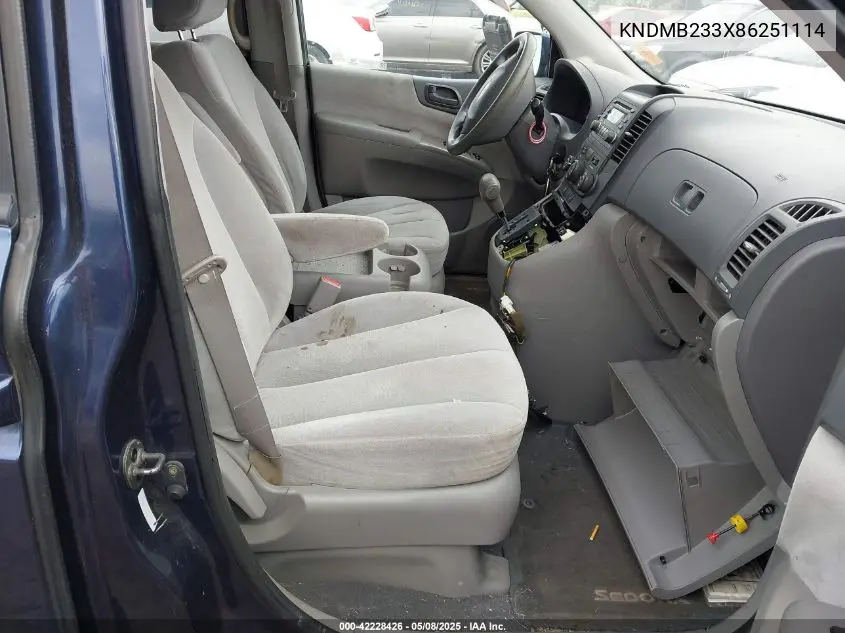 2008 Kia Sedona Lx VIN: KNDMB233X86251114 Lot: 42228426