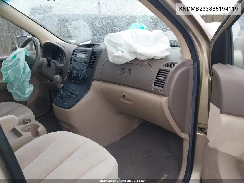 2008 Kia Sedona Lx VIN: KNDMB233886194119 Lot: 42242605