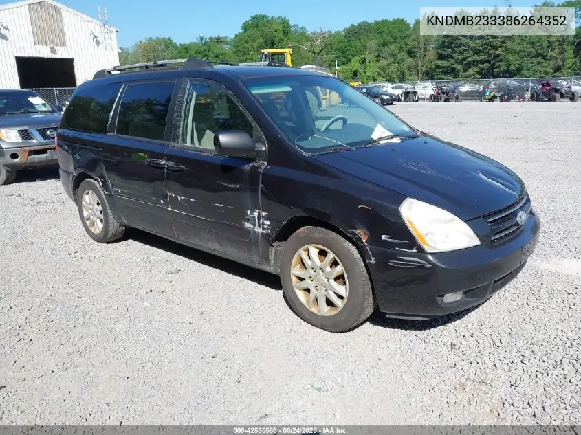2008 Kia Sedona Ex VIN: KNDMB233386264352 Lot: 42555586