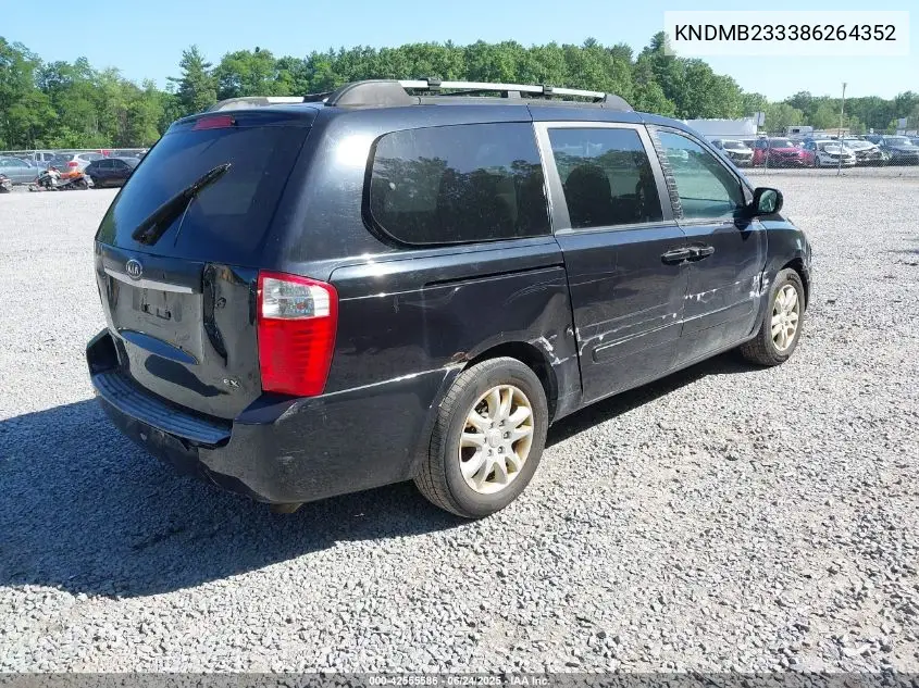 2008 Kia Sedona Ex VIN: KNDMB233386264352 Lot: 42555586