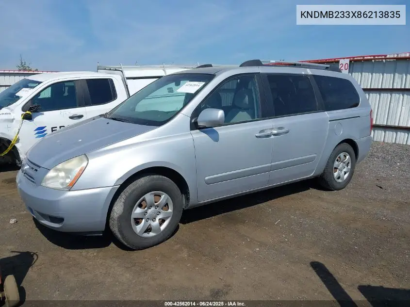 2008 Kia Sedona Lx VIN: KNDMB233X86213835 Lot: 42562014