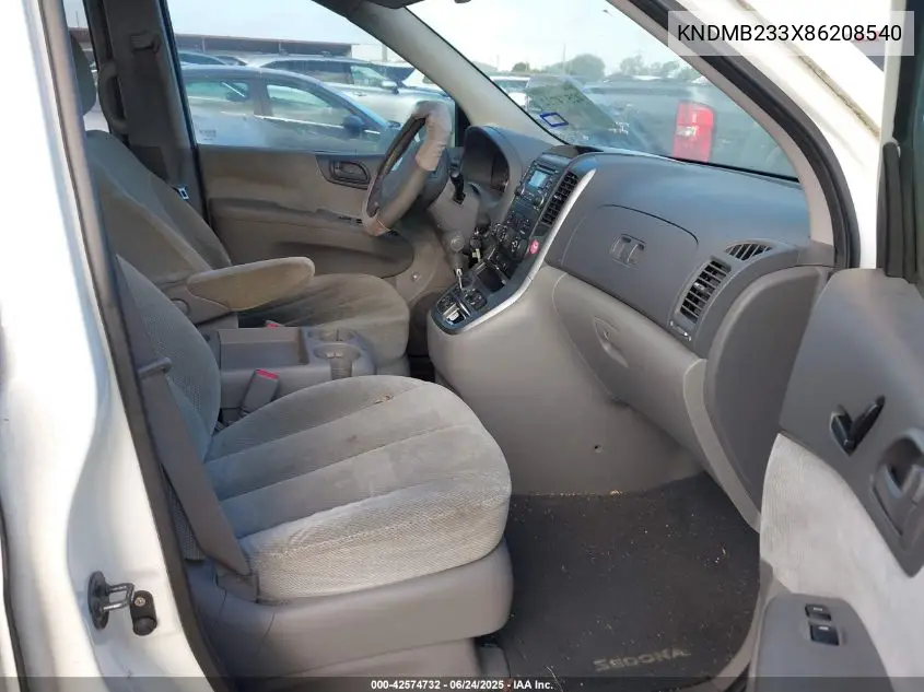 2008 Kia Sedona Ex VIN: KNDMB233X86208540 Lot: 42574732