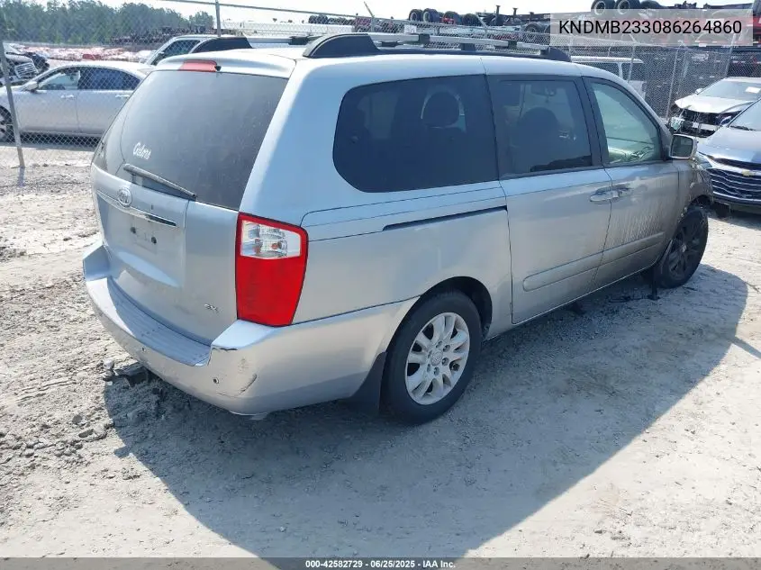 2008 Kia Sedona Ex VIN: KNDMB233086264860 Lot: 42582729