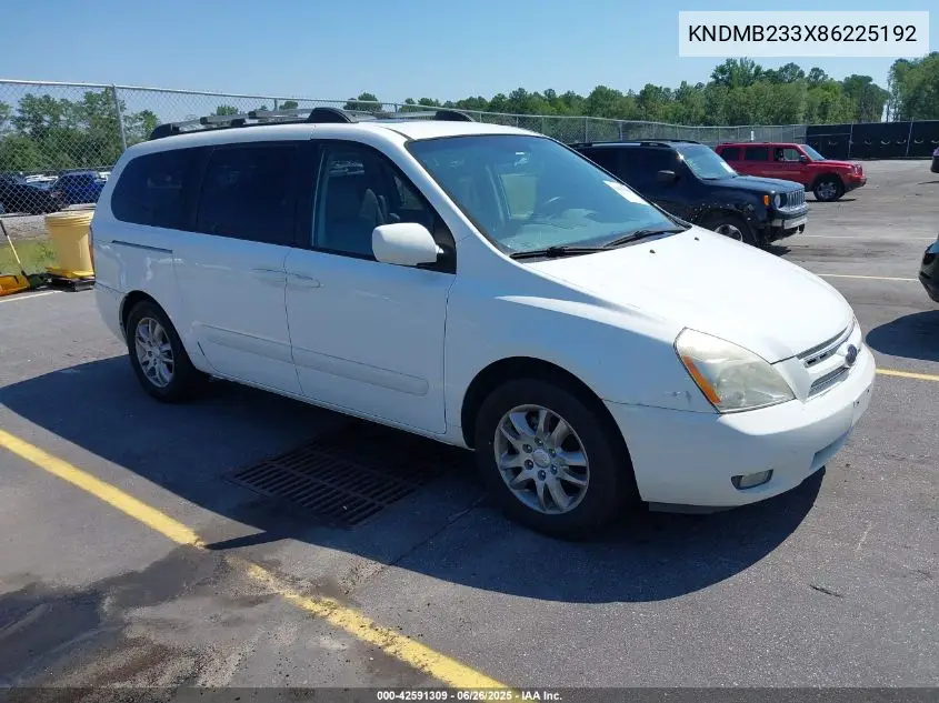 2008 Kia Sedona Ex VIN: KNDMB233X86225192 Lot: 42591309