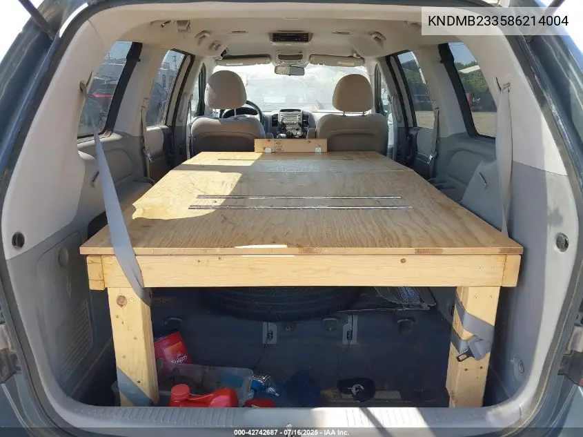 2008 Kia Sedona Lx VIN: KNDMB233586214004 Lot: 42742687