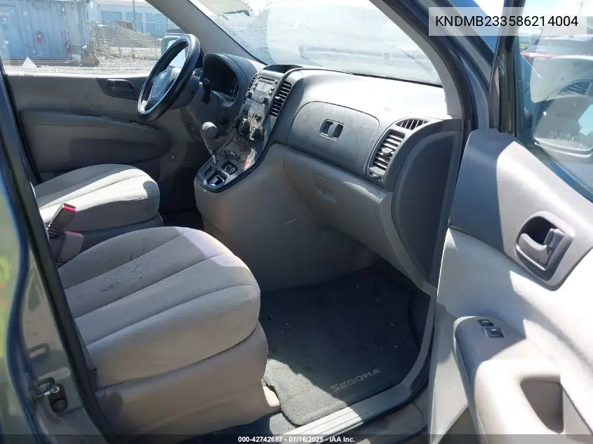 2008 Kia Sedona Lx VIN: KNDMB233586214004 Lot: 42742687