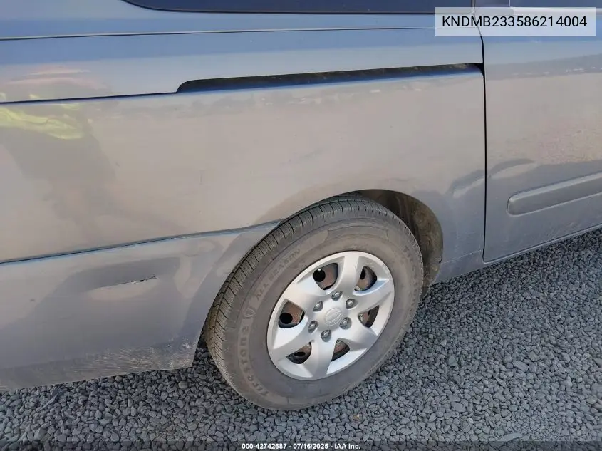 2008 Kia Sedona Lx VIN: KNDMB233586214004 Lot: 42742687