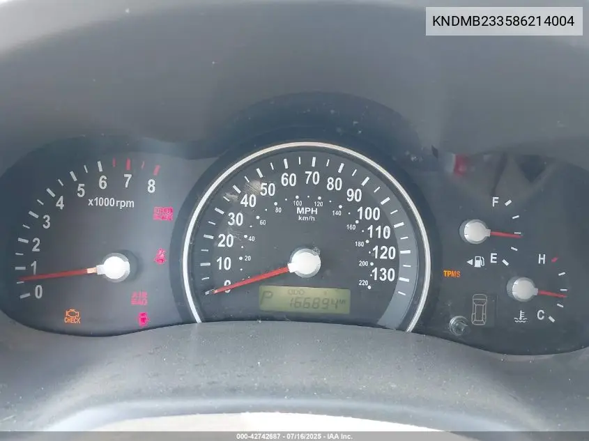 2008 Kia Sedona Lx VIN: KNDMB233586214004 Lot: 42742687