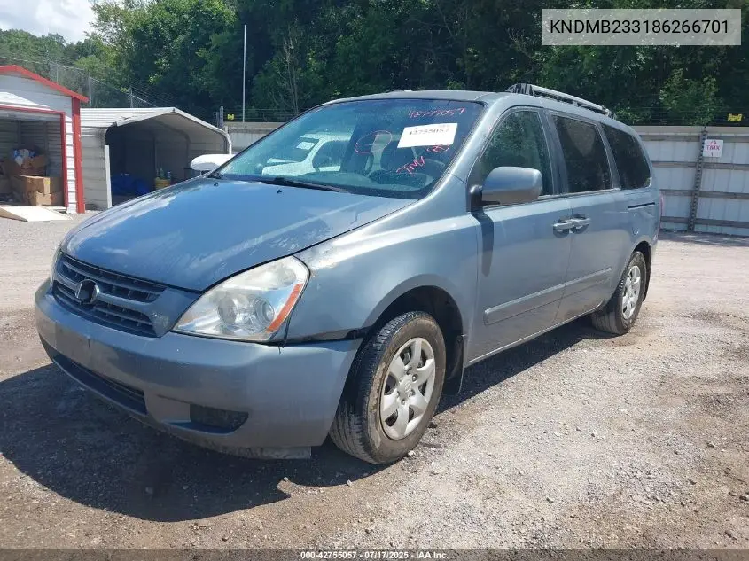 2008 Kia Sedona Lx VIN: KNDMB233186266701 Lot: 42755057
