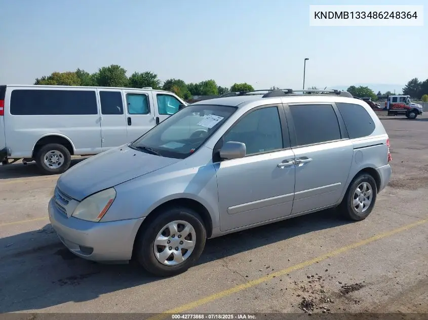 2008 Kia Sedona VIN: KNDMB133486248364 Lot: 42773868