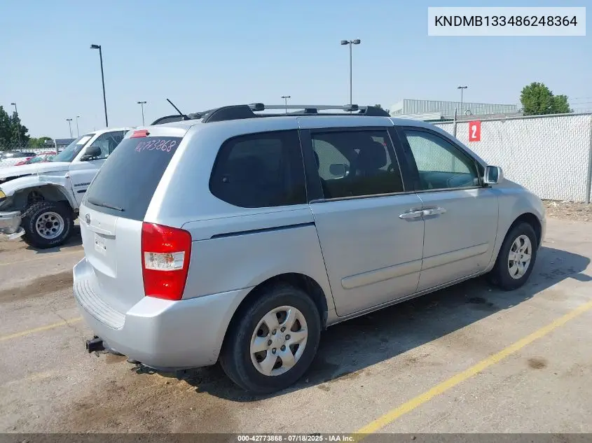 2008 Kia Sedona VIN: KNDMB133486248364 Lot: 42773868