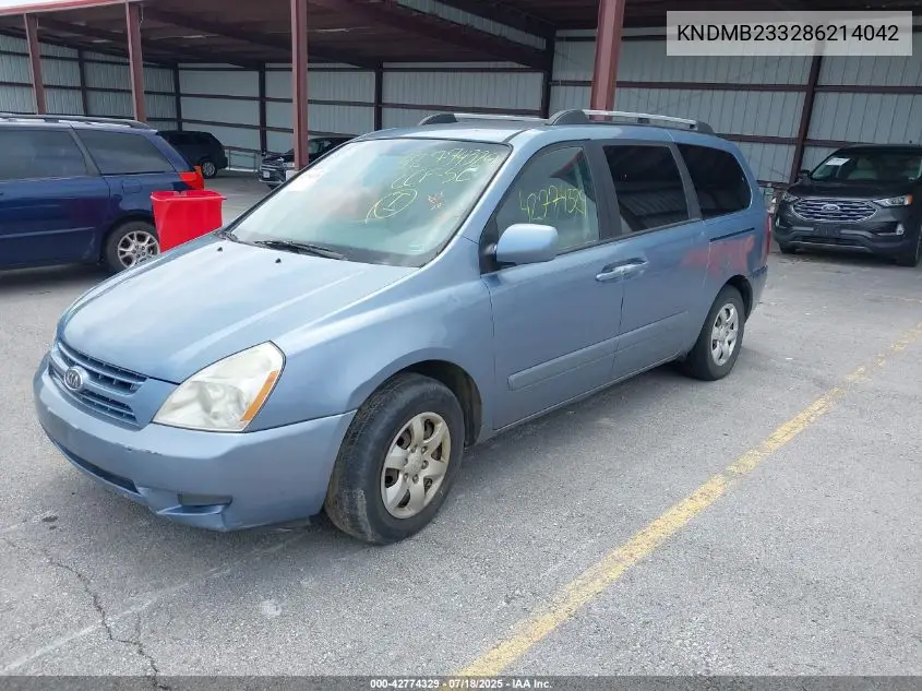 2008 Kia Sedona Lx VIN: KNDMB233286214042 Lot: 42774329
