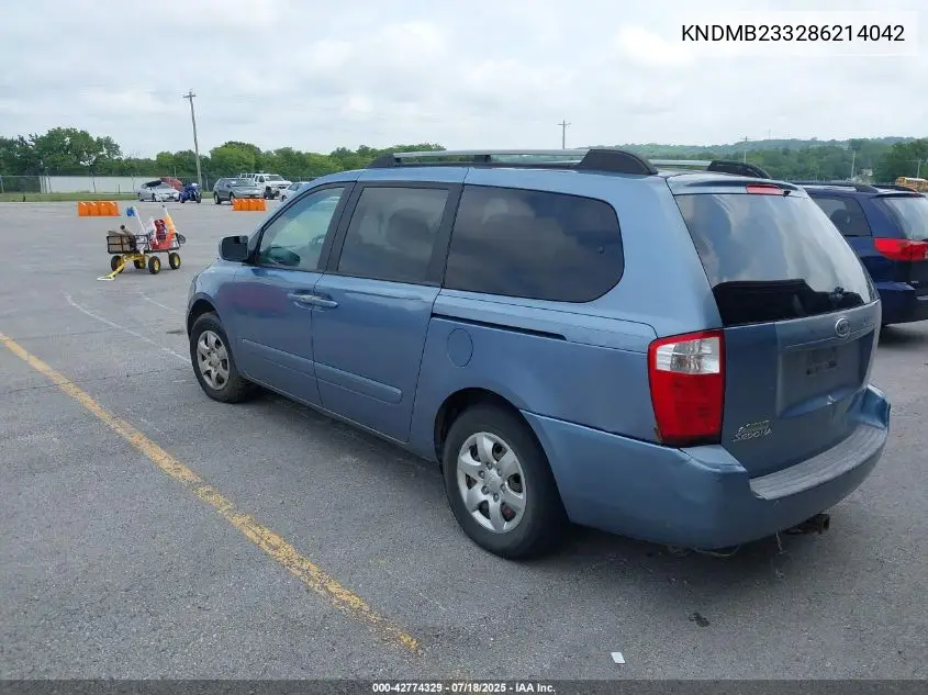 2008 Kia Sedona Lx VIN: KNDMB233286214042 Lot: 42774329