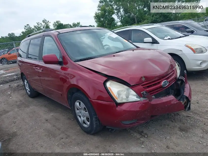 2009 Kia Sedona Lx VIN: KNDMB233496315990 Lot: 42552402
