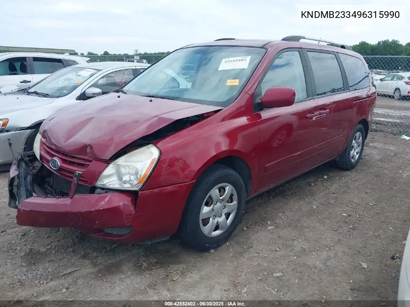 2009 Kia Sedona Lx VIN: KNDMB233496315990 Lot: 42552402