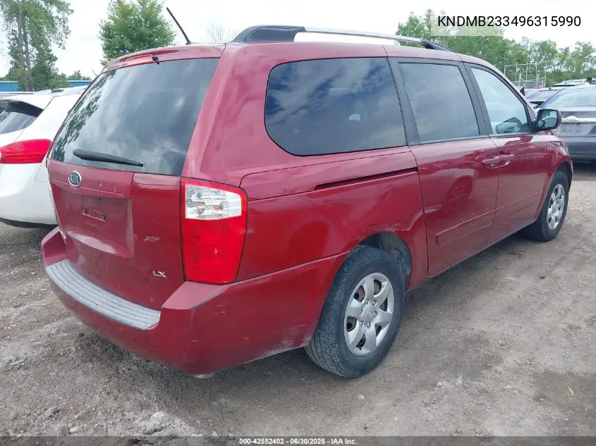 2009 Kia Sedona Lx VIN: KNDMB233496315990 Lot: 42552402