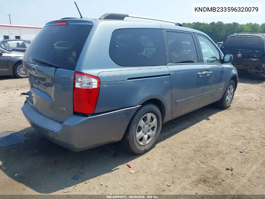 2009 Kia Sedona Lx VIN: KNDMB233596320079 Lot: 42594972