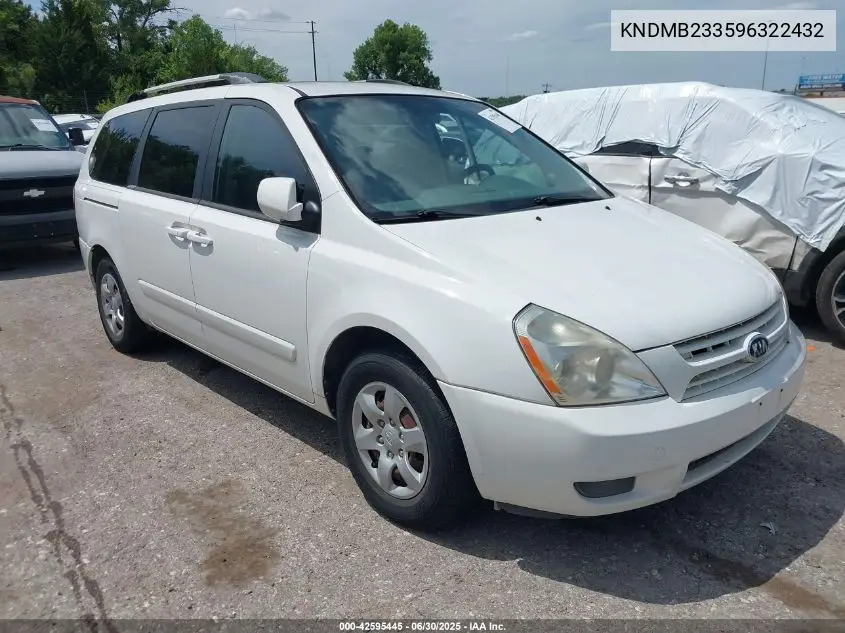 2009 Kia Sedona Lx VIN: KNDMB233596322432 Lot: 42595445