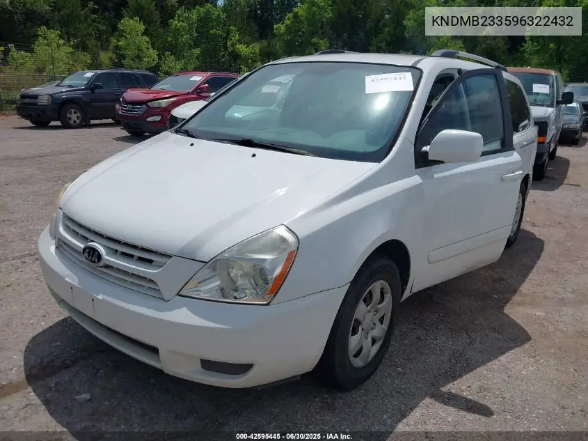 2009 Kia Sedona Lx VIN: KNDMB233596322432 Lot: 42595445