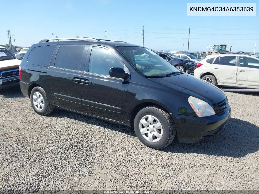 2010 Kia Sedona Lx VIN: KNDMG4C34A6353639 Lot: 42200137