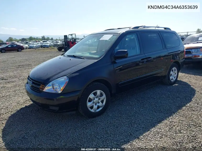 2010 Kia Sedona Lx VIN: KNDMG4C34A6353639 Lot: 42200137