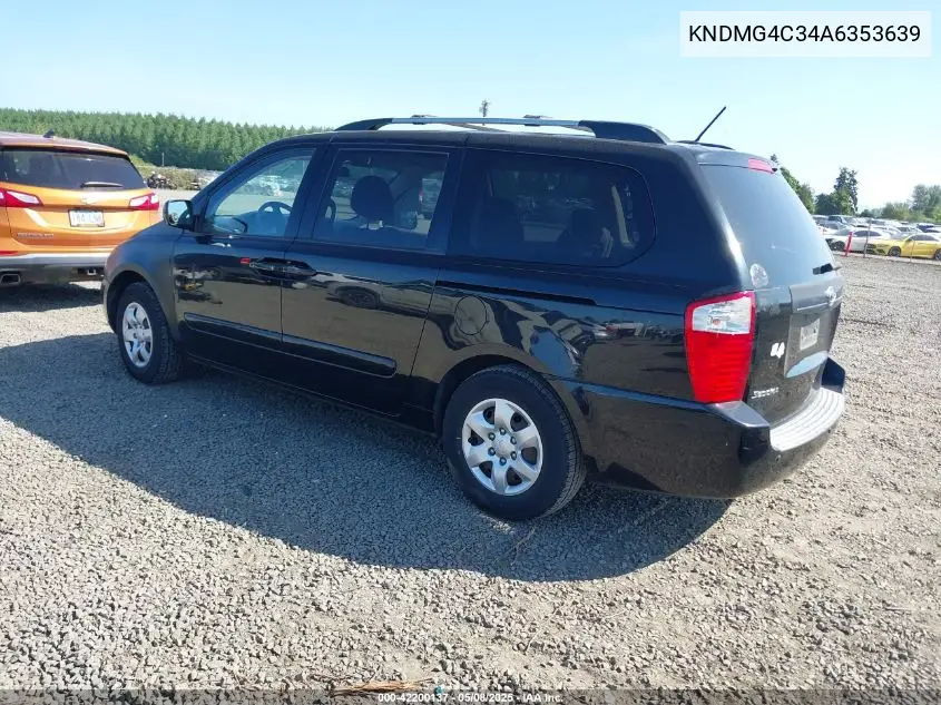 2010 Kia Sedona Lx VIN: KNDMG4C34A6353639 Lot: 42200137