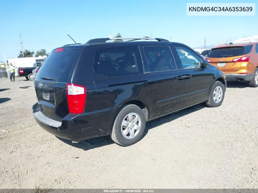 2010 Kia Sedona Lx VIN: KNDMG4C34A6353639 Lot: 42200137
